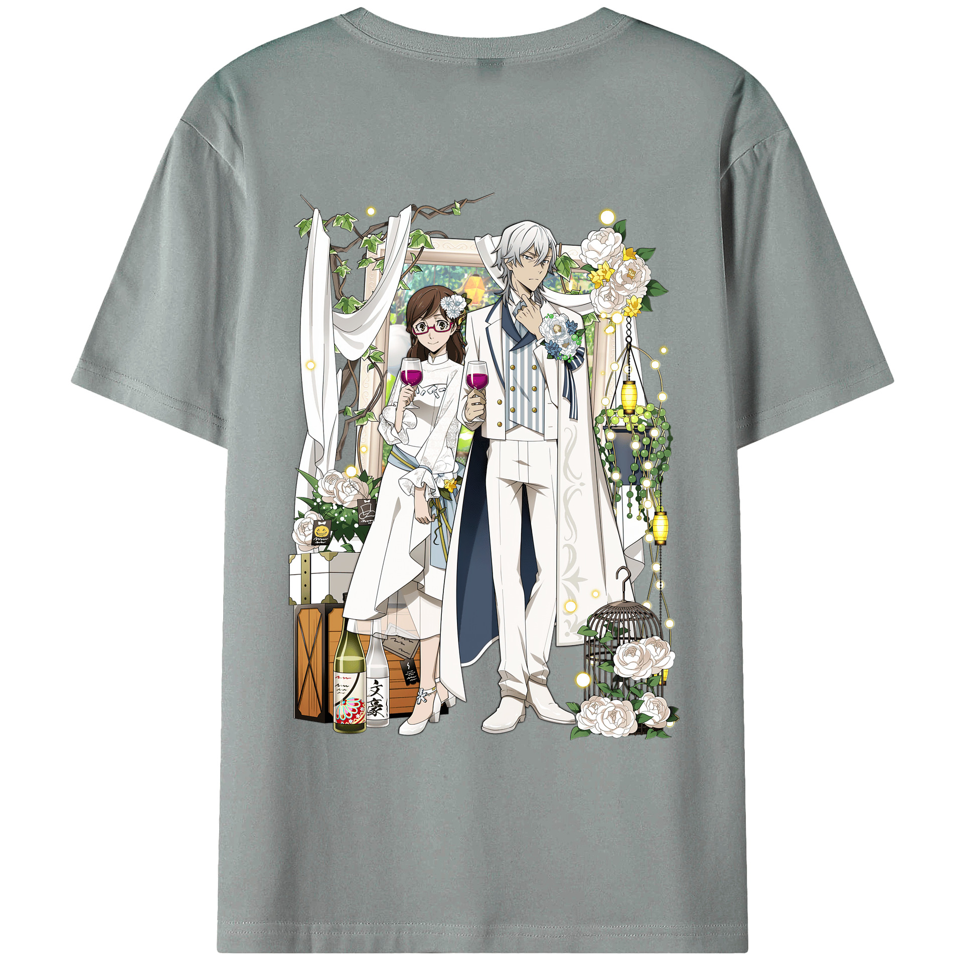 （画像用） 文豪ストレイドッグス Bungo Stray Dogs 綿100％ メンズ半袖Tシャツ（バックプリント） 通気性